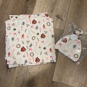 Lou Lou and Company Swaddle blanket and Top Knot Hat